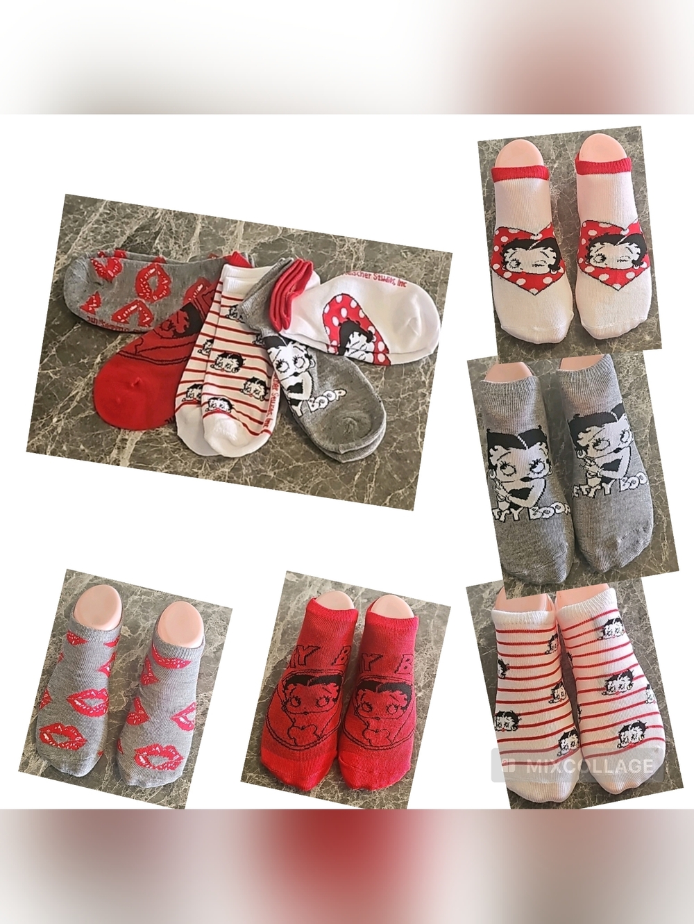 NWT Betty Boop 5-Pair Ankle Sock Set - Variety Pack Poses & Prints